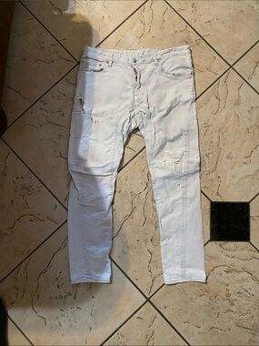 DSQUARED2 White Distressed Skinny Jeans for Men
